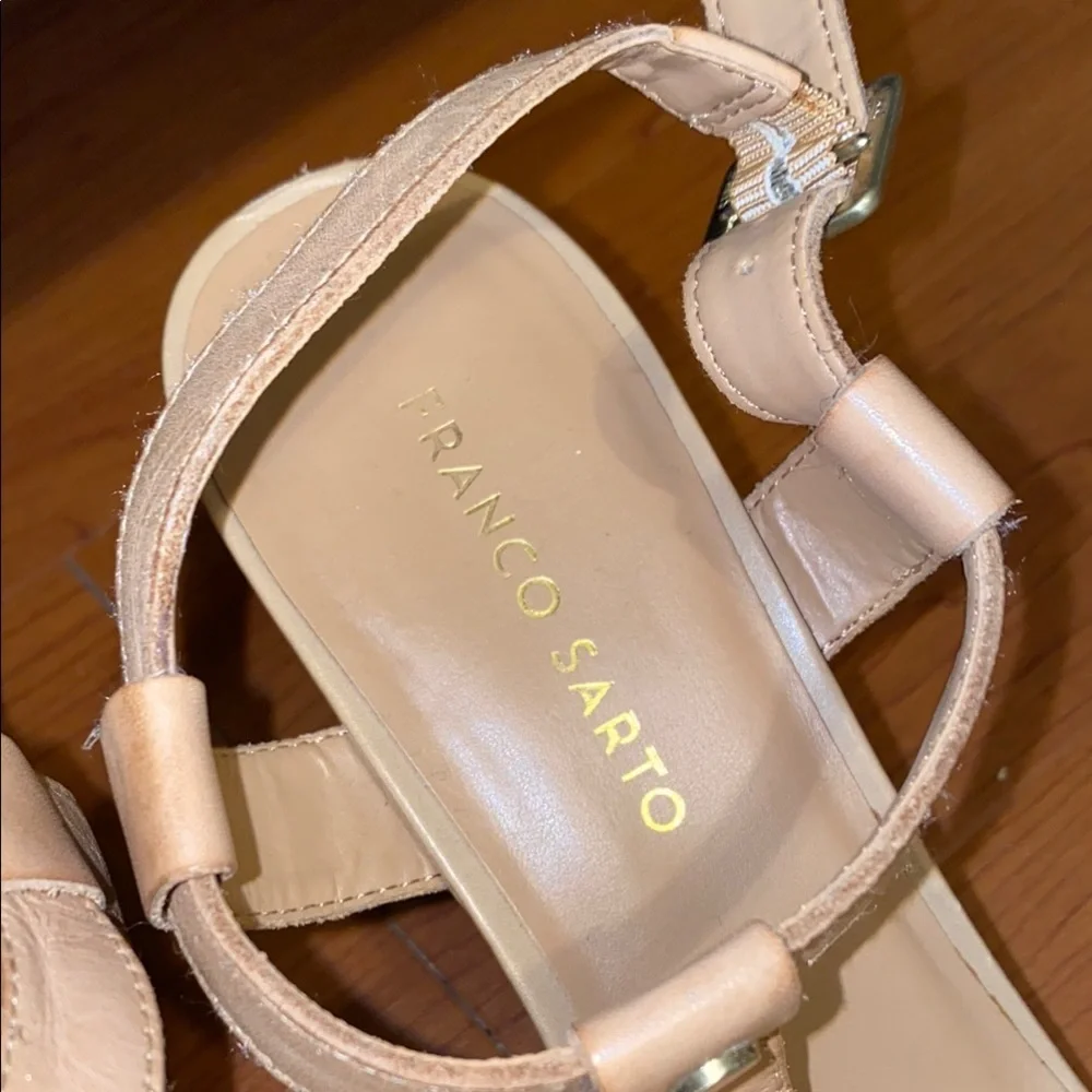 Franco Sarto Leather Espadrille Wedge Sandals
